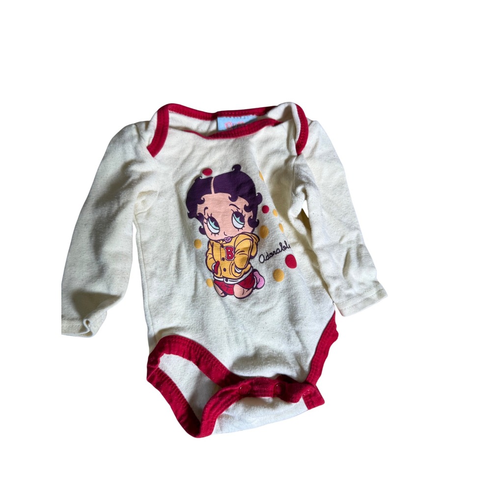 Vintage Baby Boop Betty Boop yellow and red long sleeve infant onesie